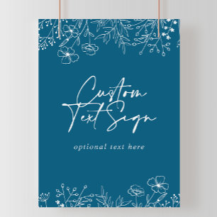 Anpassningsbar Text Calligraphy Navy Wildblomma Si Poster