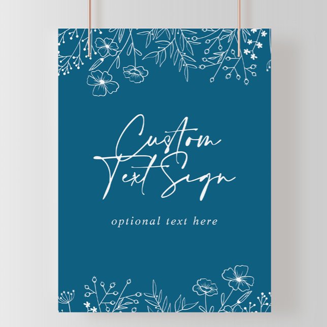 Anpassningsbar Text Calligraphy Navy Wildblomma Si Poster (Skapare uppladdad)