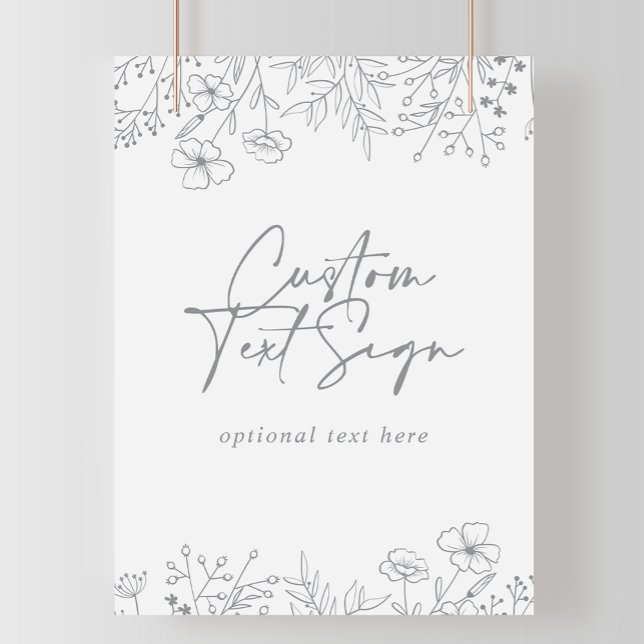 Anpassningsbar Text Calligraphy Neutralt Wildblomm Poster (Skapare uppladdad)