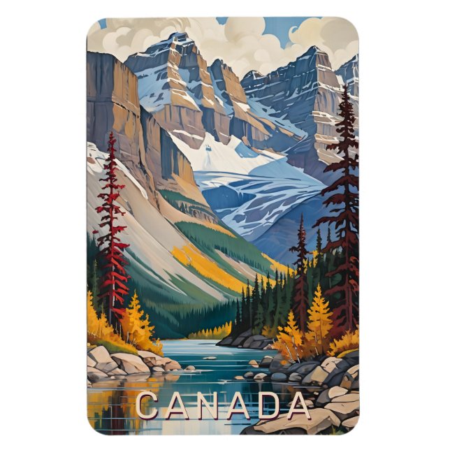 Anpassningsbar Text Canada Travel Poster Magnet (Vertikal)