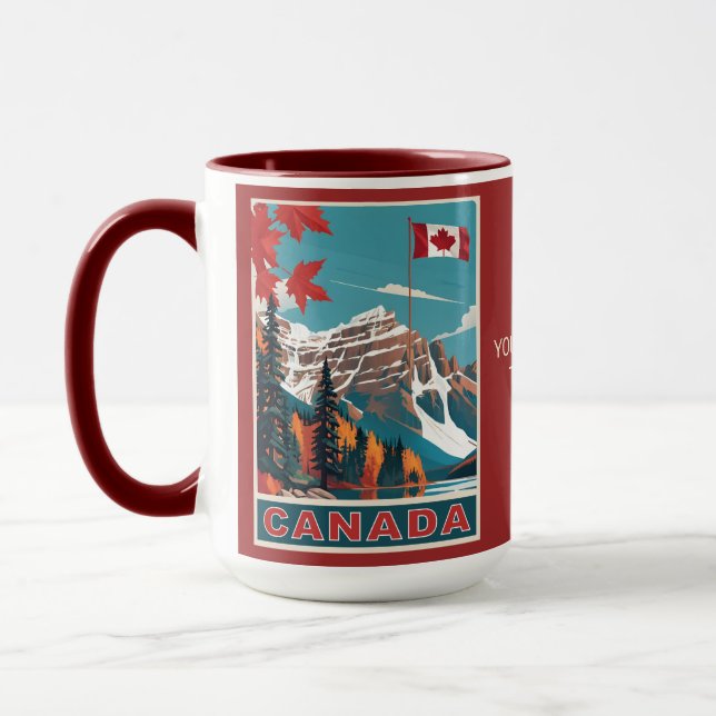 Anpassningsbar Text Canada Travel Poster Mugg (Vänster)