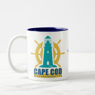 Anpassningsbar Text Cape Cod Massachusetts Två-Tonad Mugg