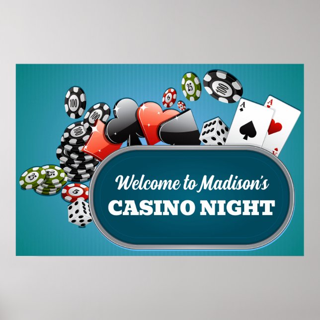 Anpassningsbar Text Casino / Poker Poster (Framsidan)