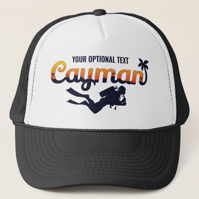 Anpassningsbar Text Caymanöarna Scuba Diver Keps (Framsida)
