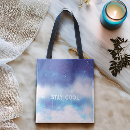 Anpassningsbar Text Celestial Blue Nebula Tote Bag Tygkasse