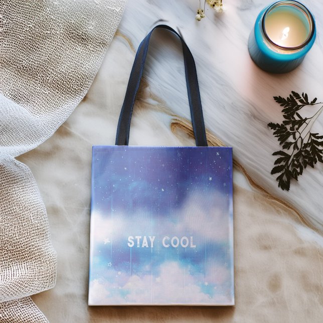 Anpassningsbar Text Celestial Blue Nebula Tote Bag Tygkasse (Skapare uppladdad)