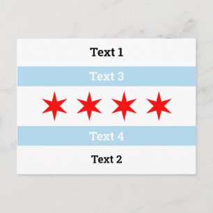 Anpassningsbar Text Chicago Flagga Blue Rand Red S Vykort