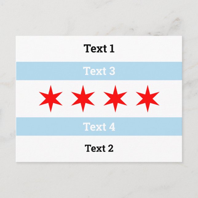 Anpassningsbar Text Chicago Flagga Blue Rand Red S Vykort (Framsida)