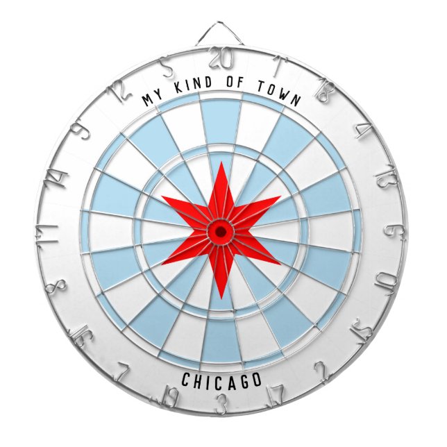 Anpassningsbar Text Chicago Flagga Red 6-Pointade  Darttavla (Framsidan)