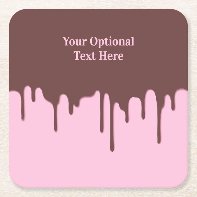 Anpassningsbar Text Chocolate Drift Underlägg Papper Kvadrat (Framsidan)