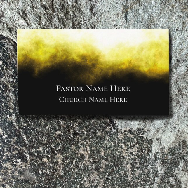 Anpassningsbar Text Christian Church Pastor Person Visitkort (Unique golden light nebula business card. Customize with contacts and custom text on back.)