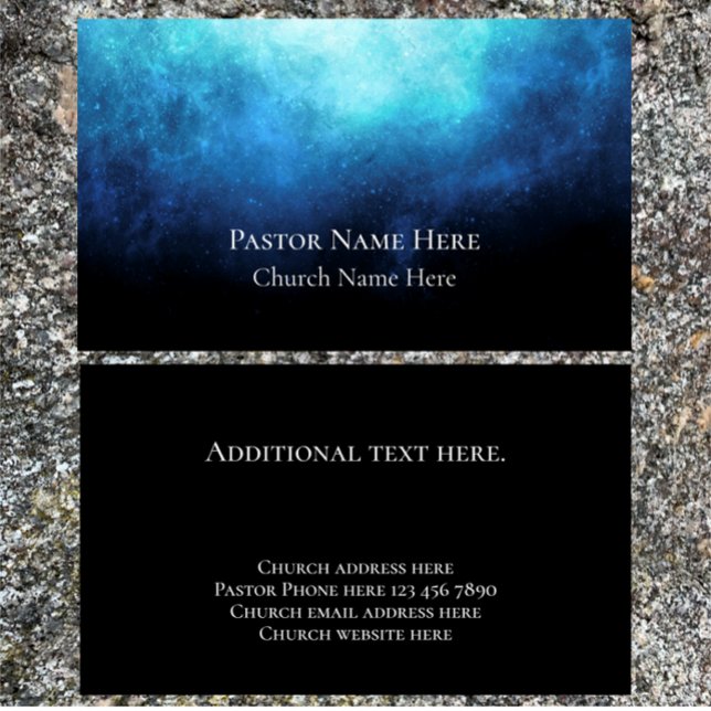 Anpassningsbar Text Christian Church Pastor Person Visitkort (Easily personalize this unique modern nebula business card for Pastor, minister or church.
)