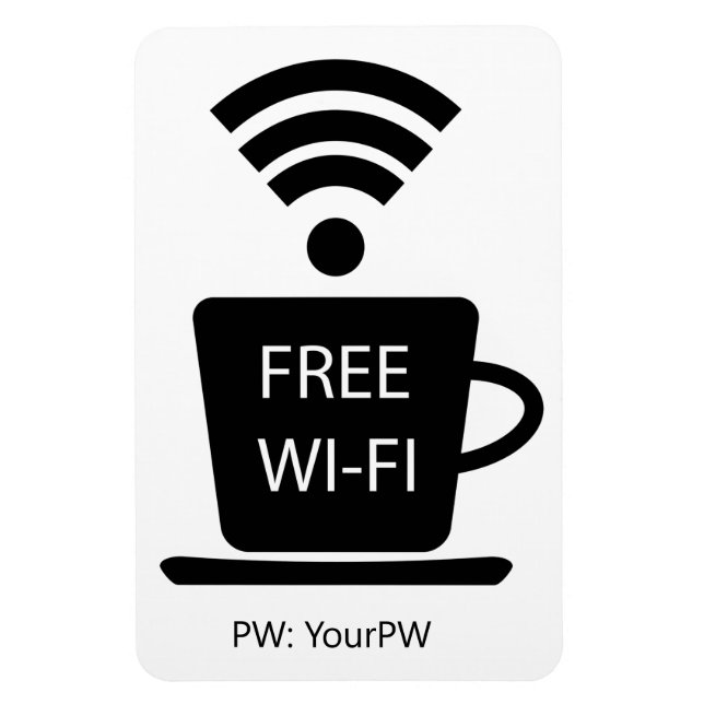 Anpassningsbar Text Coffeeshop Free WiFi Magnet (Vertikal)