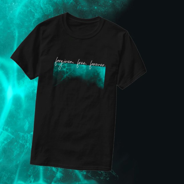 Anpassningsbar Text Coola Ice Modern Forgiven Chri T Shirt (Cool unique teal black ice Christian T-shirt. Custom text faith quote modern script forgiven. Free.
)