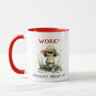 Anpassningsbar Text Cottagecore Frog in Straw Hat Mugg