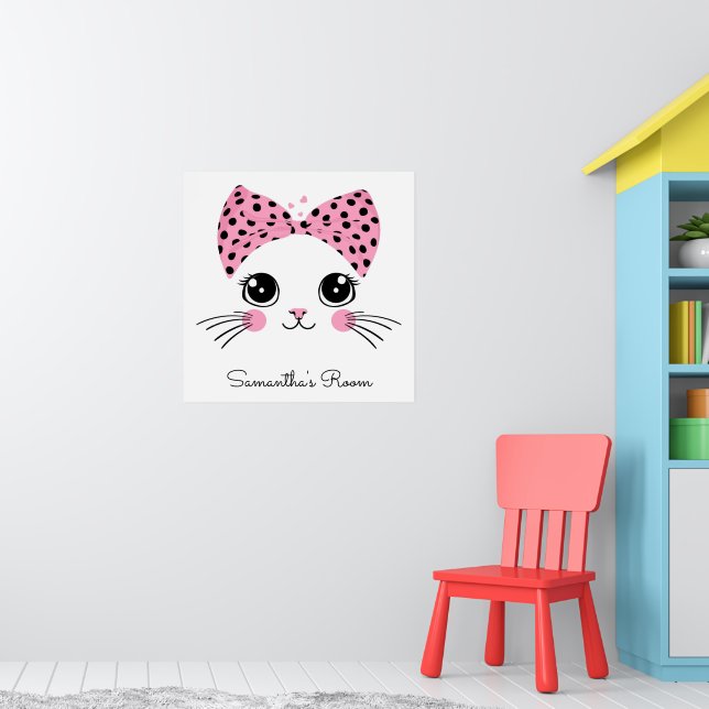 Anpassningsbar Text Cute Cat Ansikte Poster (Barnkammare 1)