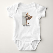 Anpassningsbar Text Cute Cat Peeking Baby Bodykost
