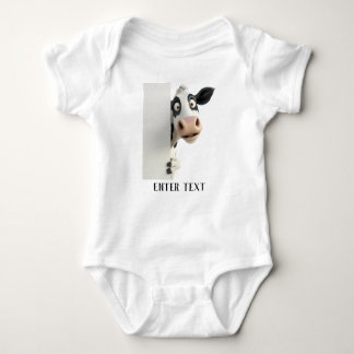 Anpassningsbar Text Cute Dairy Cow Peeking T Shirt