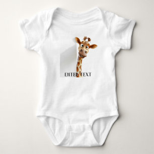 Anpassningsbar Text Cute Giraffe Peeking Baby Body T Shirt