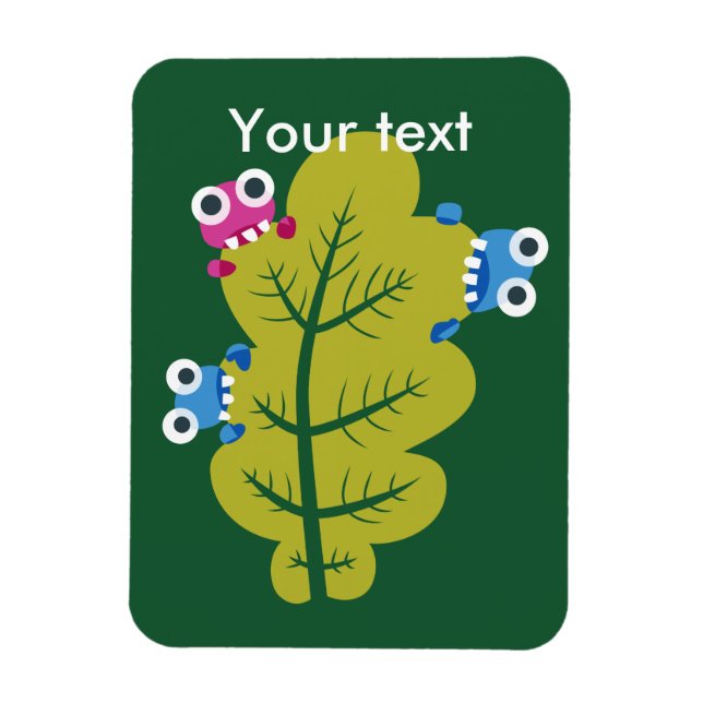 Anpassningsbar Text Cute Kryp Eat Grönt Löv Magnet (Vertikal)