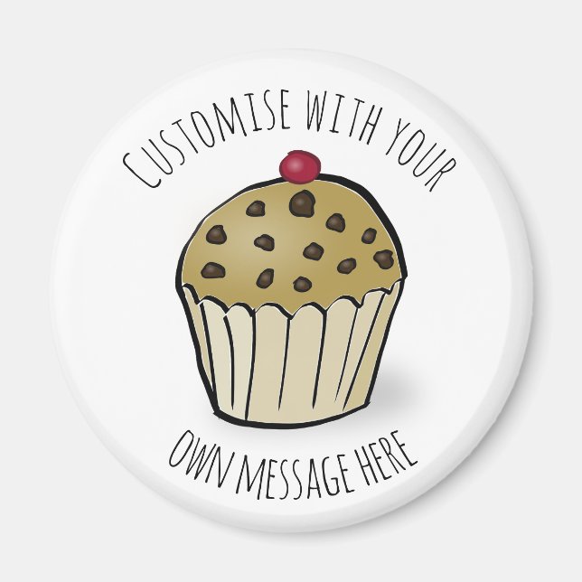 Anpassningsbar Text Cute Mini Muffin Magnet (Framsidan)