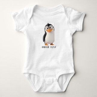 Anpassningsbar Text Cute Penguin Peeking Baby Body T Shirt