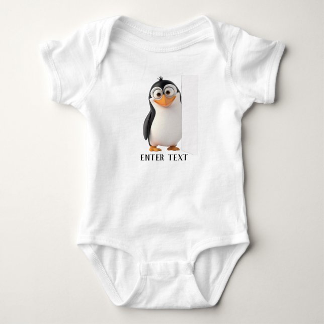 Anpassningsbar Text Cute Penguin Peeking Baby Body T Shirt (Framsida)