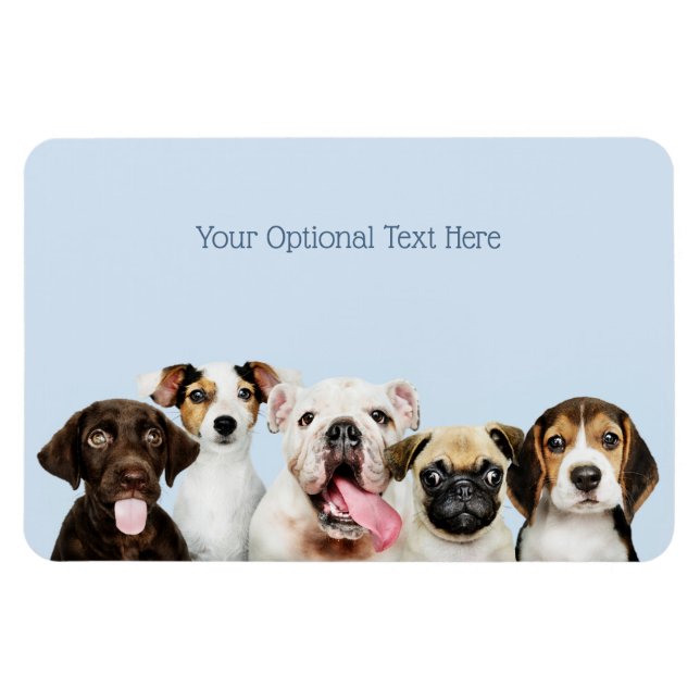 Anpassningsbar text Cute Puppes Magnet (Horisontell)