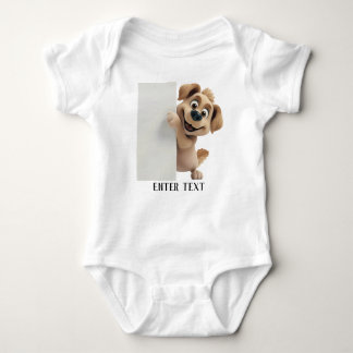 Anpassningsbar Text Cute Puppy Peeking Baby Bodyko T Shirt