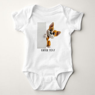 Anpassningsbar Text Cute Puppy Peeking Baby Bodyko T Shirt