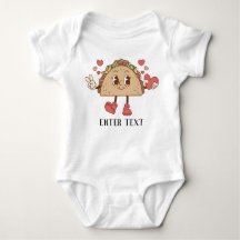 Anpassningsbar Text Cute Tecknad Tacos Baby Bodyko