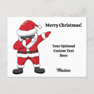 Anpassningsbar Text Dabbing Dancing Santa Helg Vykort