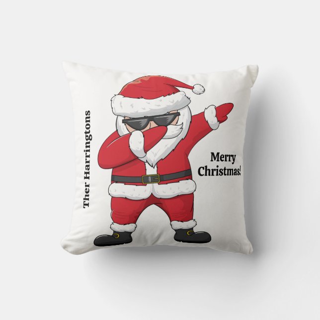 Anpassningsbar Text Dabbing Dancing Santa Kudde (Framsida)