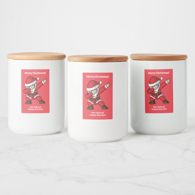 Anpassningsbar Text Dabbing Dancing Santa Mat Etikett (Flaskor)