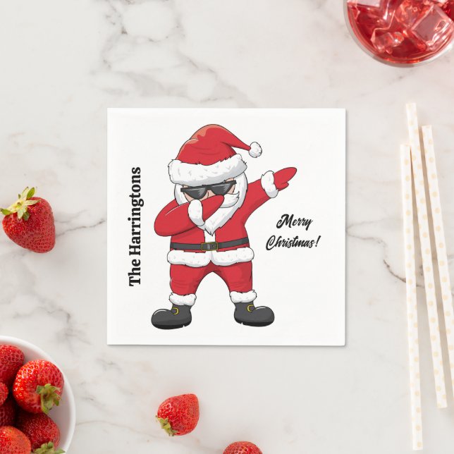 Anpassningsbar Text Dabbing Dancing Santa Pappersservett (Insitu)