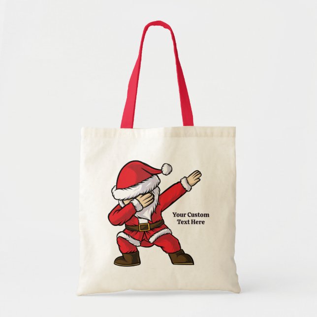 Anpassningsbar Text Dabbing Dancing Santa Tygkasse (Framsidan)