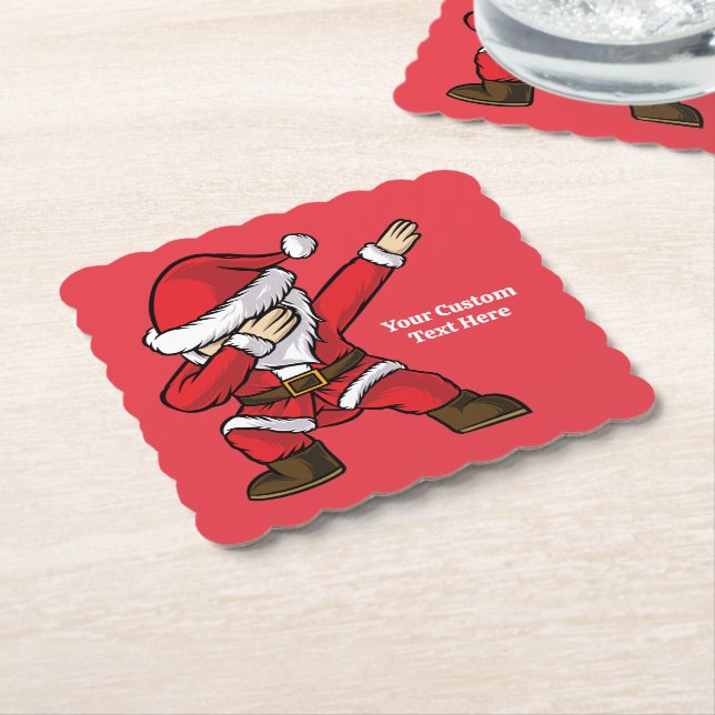 Anpassningsbar Text Dabbing Dancing Santa Underlägg Papper (Vinklad)