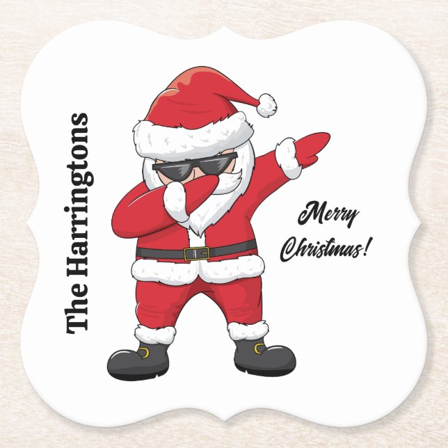 Anpassningsbar Text Dabbing Dancing Santa Underlägg Papper (Framsida)