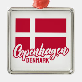 Anpassningsbar Text Danmark Flagga Julgransprydnad Metall
