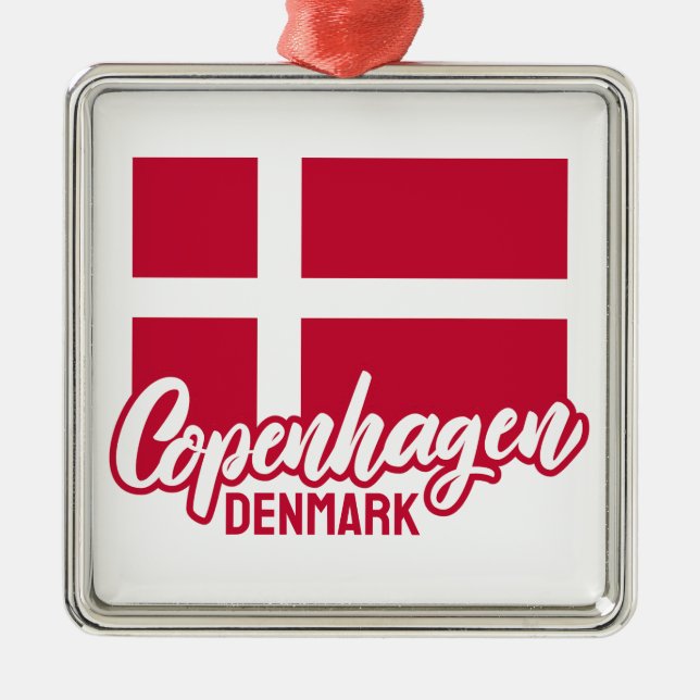 Anpassningsbar Text Danmark Flagga Julgransprydnad Metall (Framsidan)