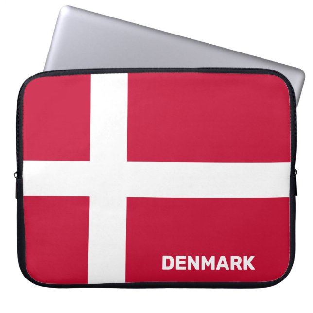 Anpassningsbar Text Danmark Flagga Laptop Fodral (Framsidan)