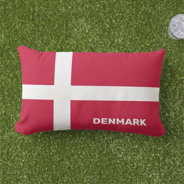 Anpassningsbar Text Danmark Flagga Lumbarkudde (Gräs)