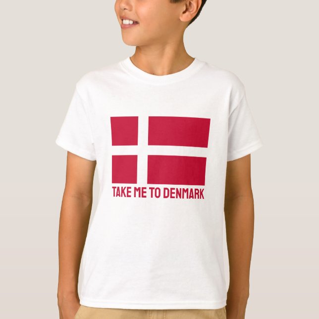 Anpassningsbar Text Danmark Flagga T Shirt (Framsida)