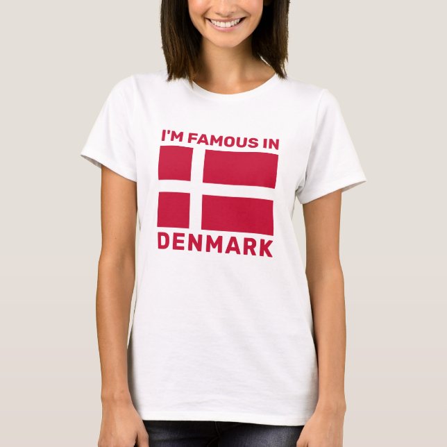 Anpassningsbar Text Danmark Flagga T Shirt (Framsida)