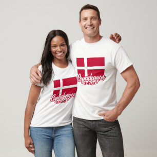 Anpassningsbar Text Danmark Flagga T Shirt
