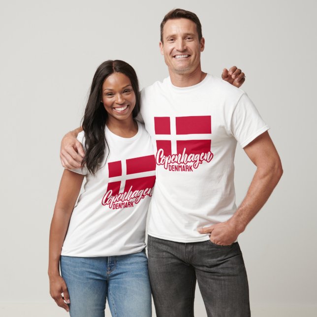 Anpassningsbar Text Danmark Flagga T Shirt (Unisex)