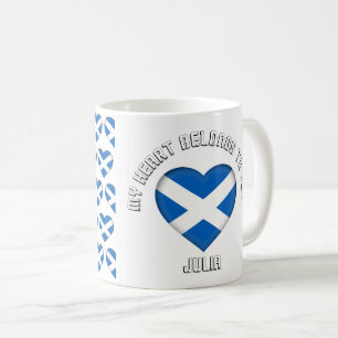 Anpassningsbar Text Den skotska Flagga Hearts Mön Kaffemugg