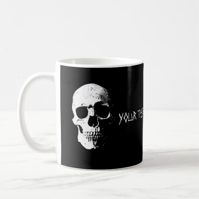 Anpassningsbar Text Design Template Skull Hallowee Kaffemugg (Vänster)