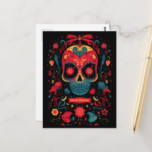 Anpassningsbar text Dia de Muertos ☠️ minne Radian Vykort