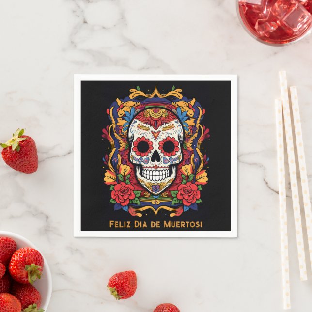 Anpassningsbar text Dia de Muertos ☠️ Sugar Skull Pappersservett (Insitu)